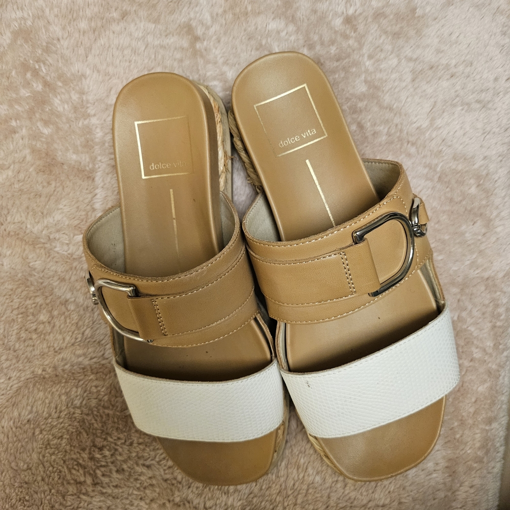 Dolce Vita Tan and White Women's Sandals